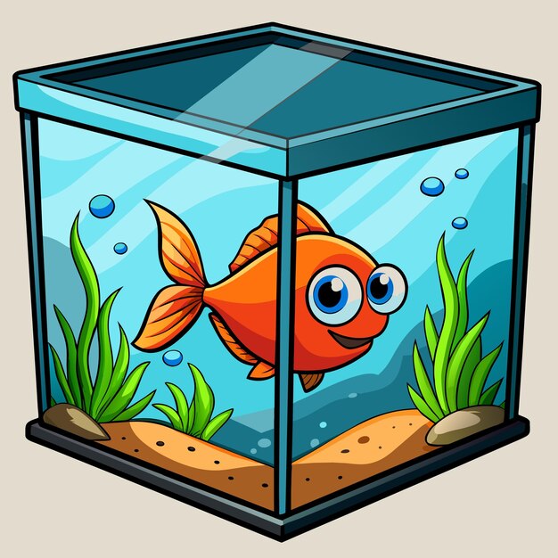 Vector peces de agua salada o de agua dulce de acuario de color marino tropical en acuario