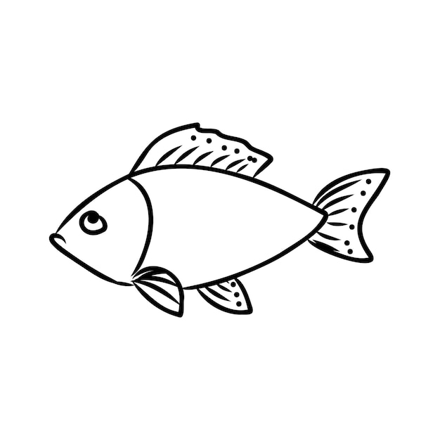 Peces de dibujos animados abstractos en estilo de arte de líneas simples