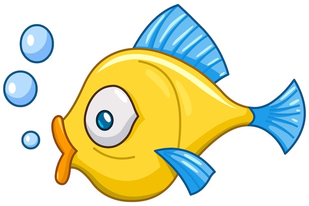 Peces de dibujos animados con burbujas