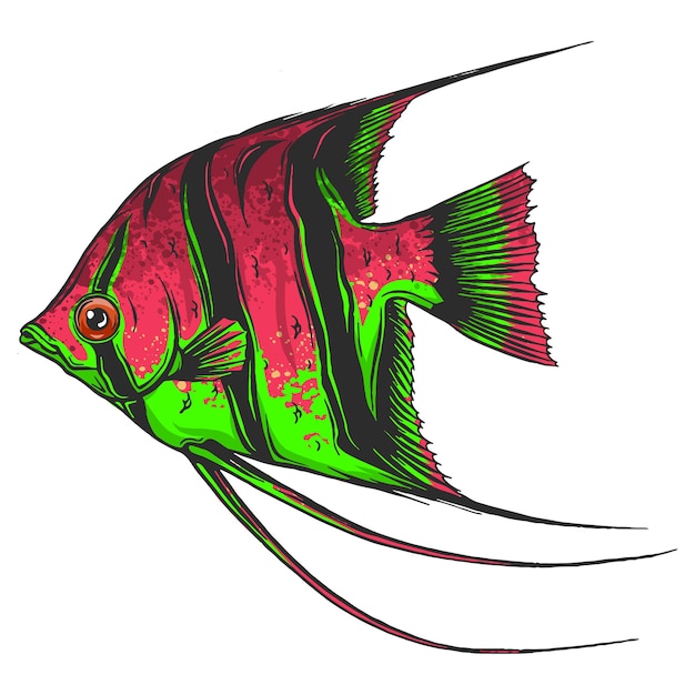 Vector peces escalares tropicales de colores