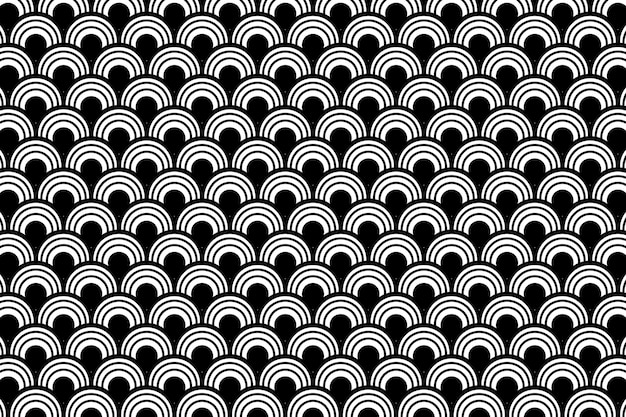 Peces de escamas blancas y negras patrón de ondas japonesas Fondo