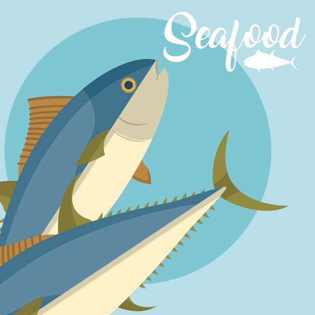 Vector peces sobre fondo azul