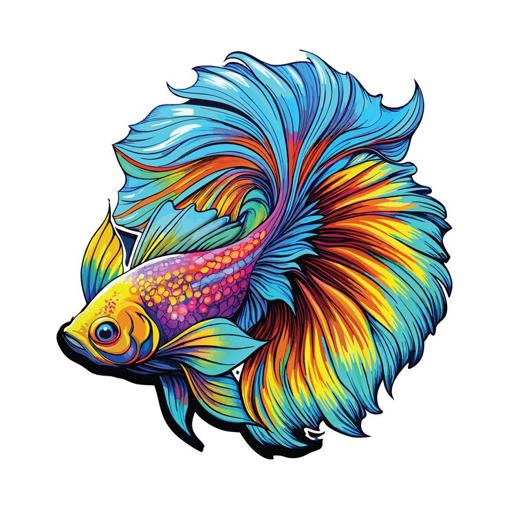 Vector peces tropicales retrato gráfico en color de un pez luchador en un fondo blanco gráficos vectoriales