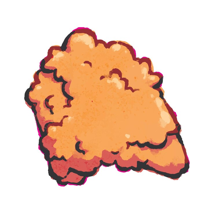 Vector pecho de pollo frito y crujiente