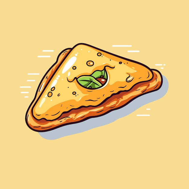 Un pedazo de comida con una hoja verde en él