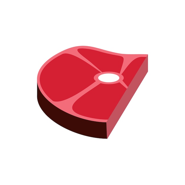Pedazo de icono de filete en estilo plano aislado sobre fondo blanco Símbolo de comida