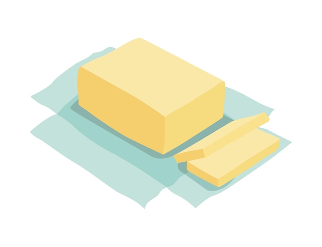 Pedazo de mantequilla sin envasar. ingrediente y batería de cocina para  hacer masa, galleta o croissant. icono aislado de vector de dibujos animados  plana. | Vector Premium