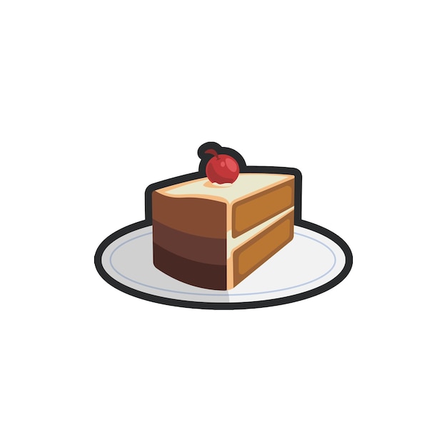 pedazo de pastel de chocolate en el diseño vectorial plano del contorno