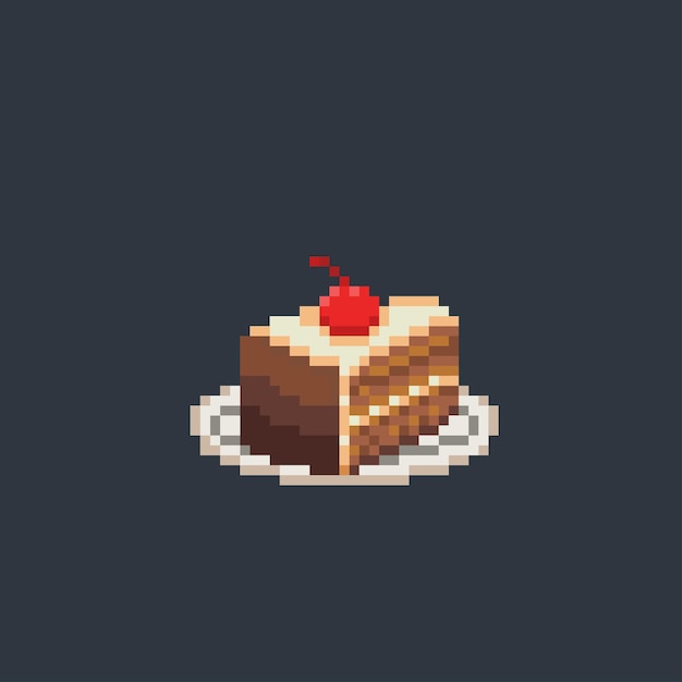 pedazo de pastel de chocolate en estilo pixel art