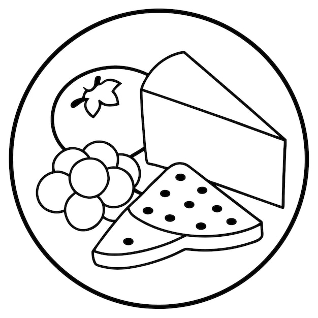 Un pedazo de pastel con uvas y un pedazo de queso en él