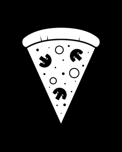 Vector pedazo de pizza con icono de champiñones