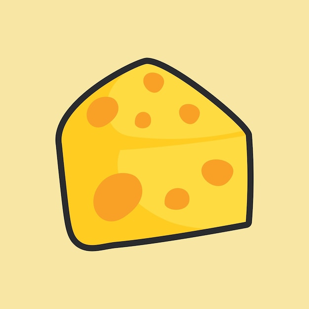 pedazo de queso con diseño vectorial plano de contorno