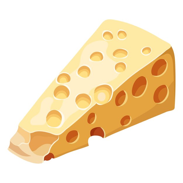 Un pedazo de queso Ilustración sobre un fondo blanco