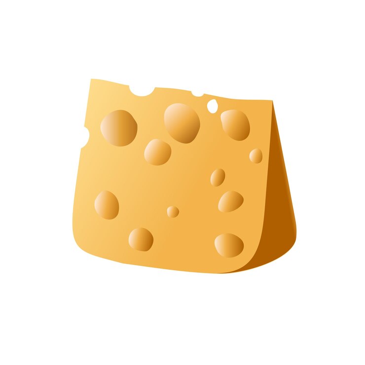 Vector pedazo de queso realista sobre fondo blanco.