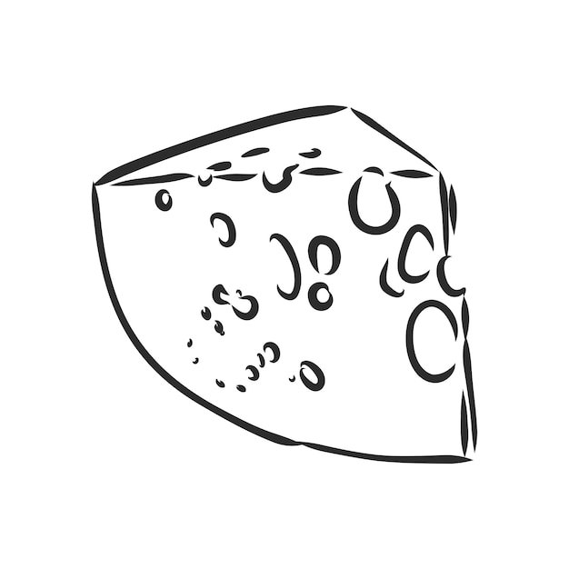 Pedazo de queso. Un trozo de dibujo vectorial de queso sobre un fondo blanco.