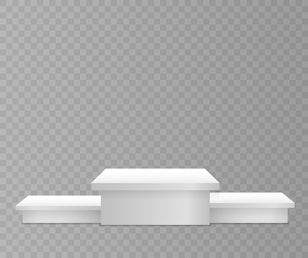 Pedestal blanco soporte de plataforma cilindro redondo y cuadrado vacío escenario y podio escaleras d
