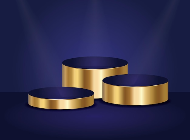Pedestal de círculo azul y dorado Vector EPS