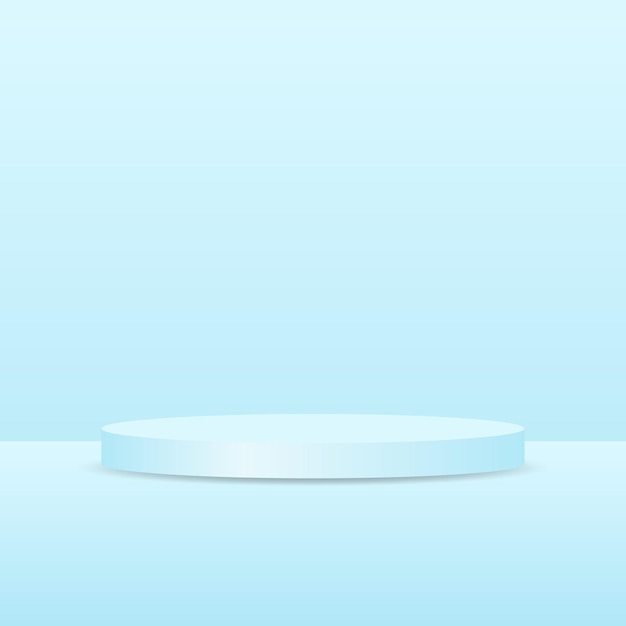 pedestal redondo en blanco. podio circular azul para exhibición de productos de lujo sobre fondo de color en estudio