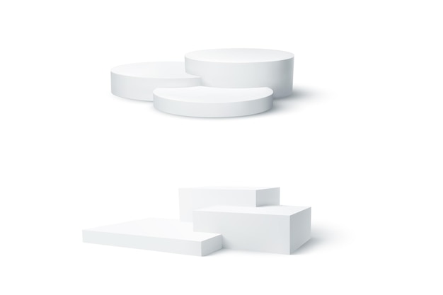 Pedestales blancos para la presentación de productos