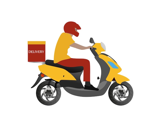 Pedido en línea y concepto de entrega urgente de alimentos courier por scooter concepto de servicio de entrega vector