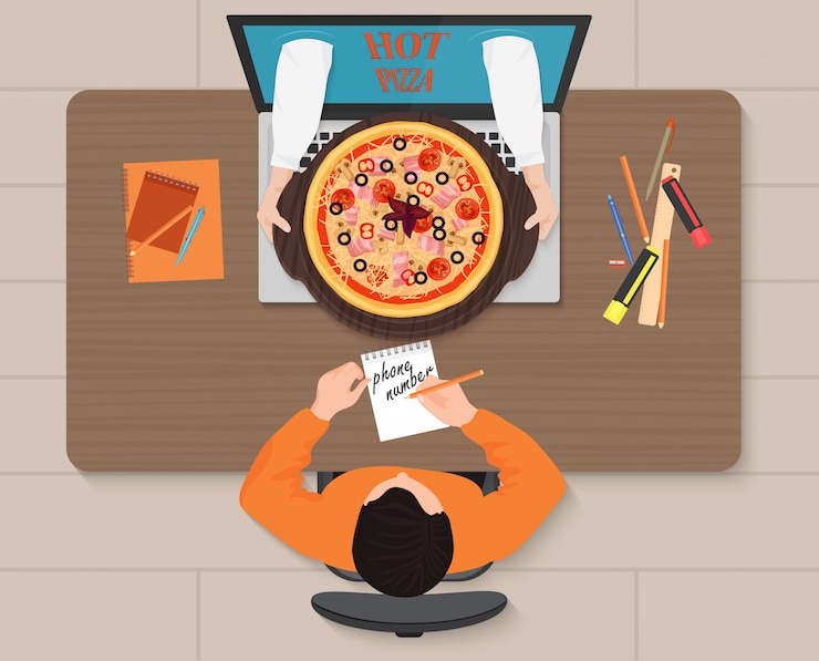 Vector pedido de pizza en línea