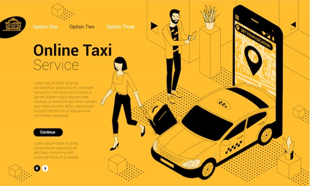 Vector pedido de taxi en línea