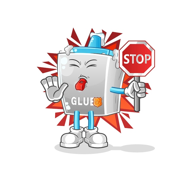 Pegamento con señal de stop. vector de mascota de dibujos animados