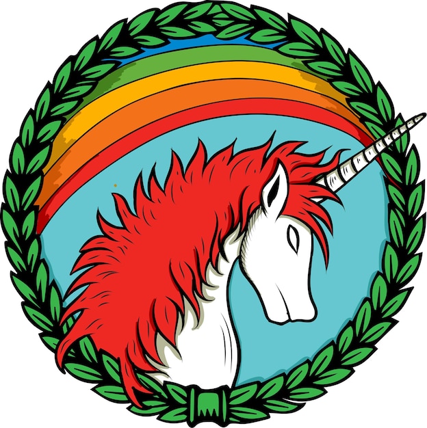 Pegaso con el emblema de fondo del arco iris