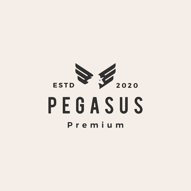 Pegasus unicornio ala hipster vintage logo icono ilustración