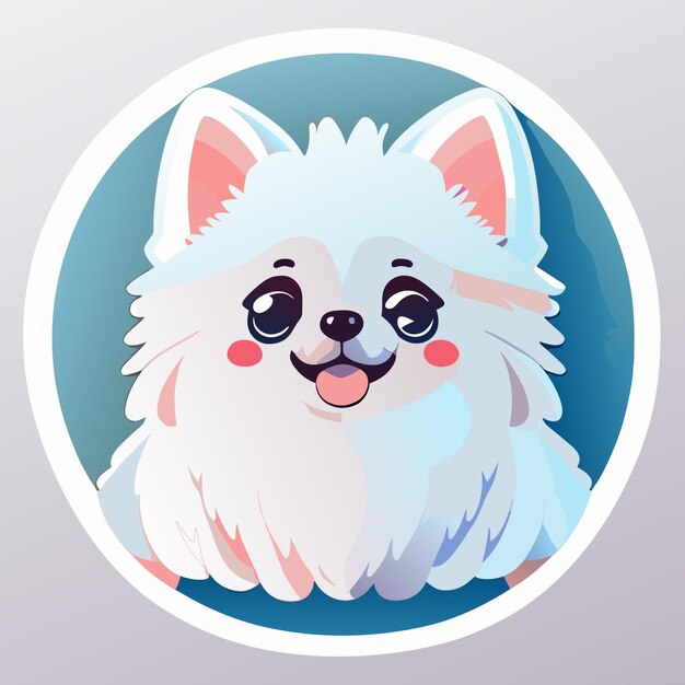 Vector pegatina un adorable lindo pomeranian blanco