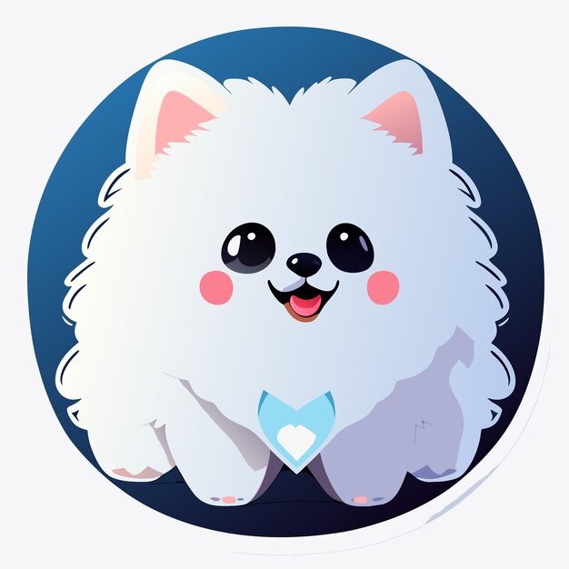 Pegatina un adorable lindo pomeranian blanco