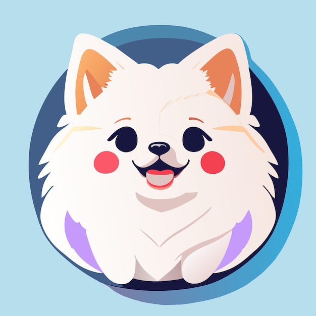 Vector pegatina un adorable lindo pomeranian blanco