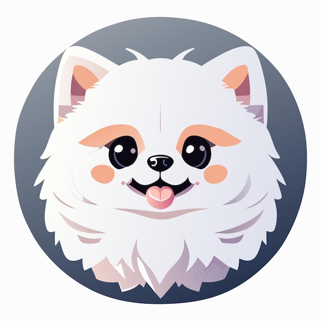 Vector pegatina un adorable lindo pomeranian blanco