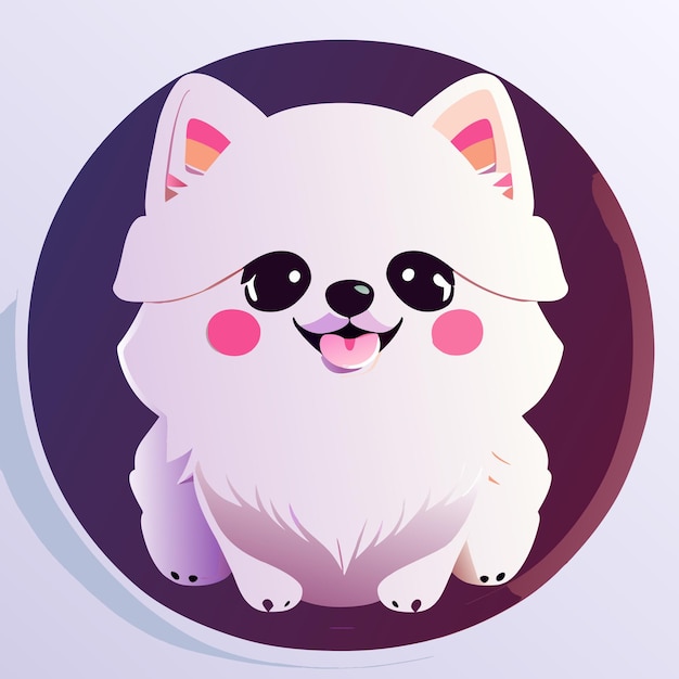 Vector pegatina un adorable lindo pomeranian blanco