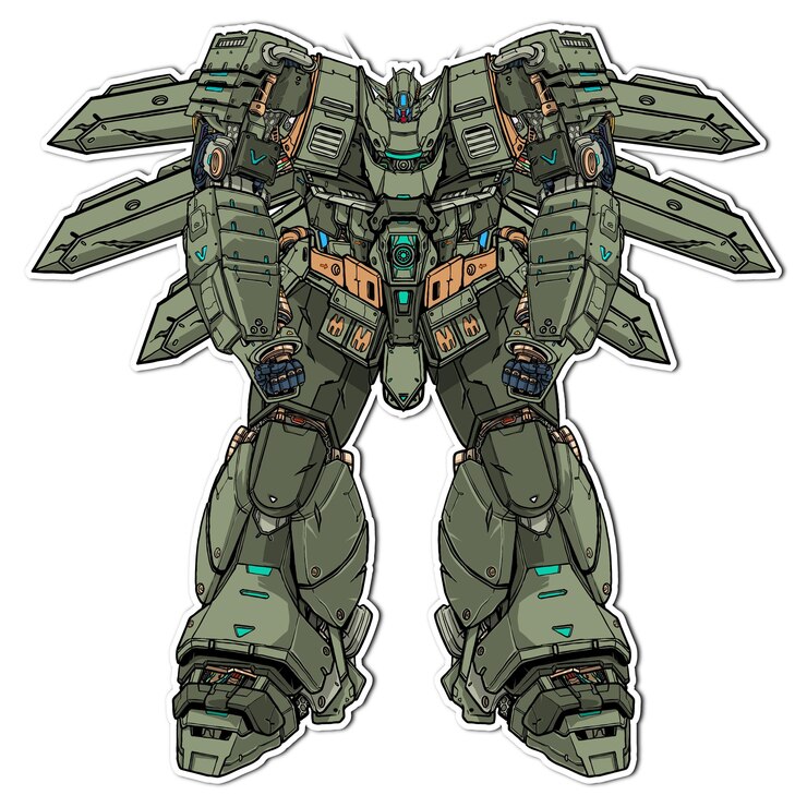 Vector pegatina alas mecha robot cuerpo pierna arma ilustración vector premium