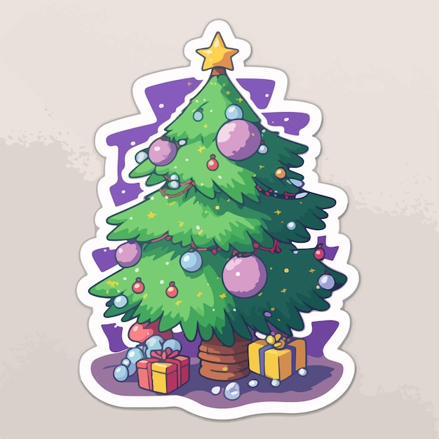 Pegatina árbol de navidad árbol de navidad con juguetes hoja de pegatinas imprimibles vacaciones de año nuevo