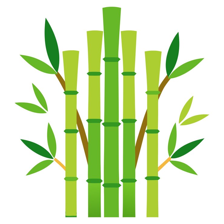 una pegatina de bambú verde con palos y hojas de bambú