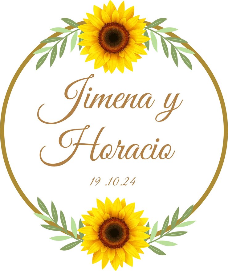 pegatina de boda con girasoles
