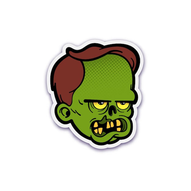 pegatina cabeza zombie lindo con semitono punteado