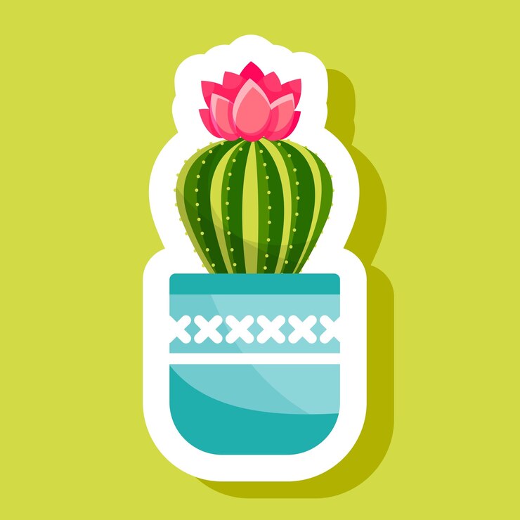 Vector pegatina cactus y plantas suculentas en macetas vector conjunto de pegatinas de lindos cactus verdes y suculentas en macetas colección de plantas de interior en macetas aisladas sobre fondo blanco