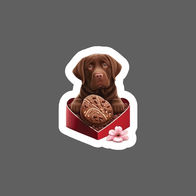 Pegatina de Chocolate Lab love bug lindos regalos para mascotas día de san valentín