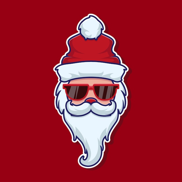 Vector pegatina cool papá noel con gafas