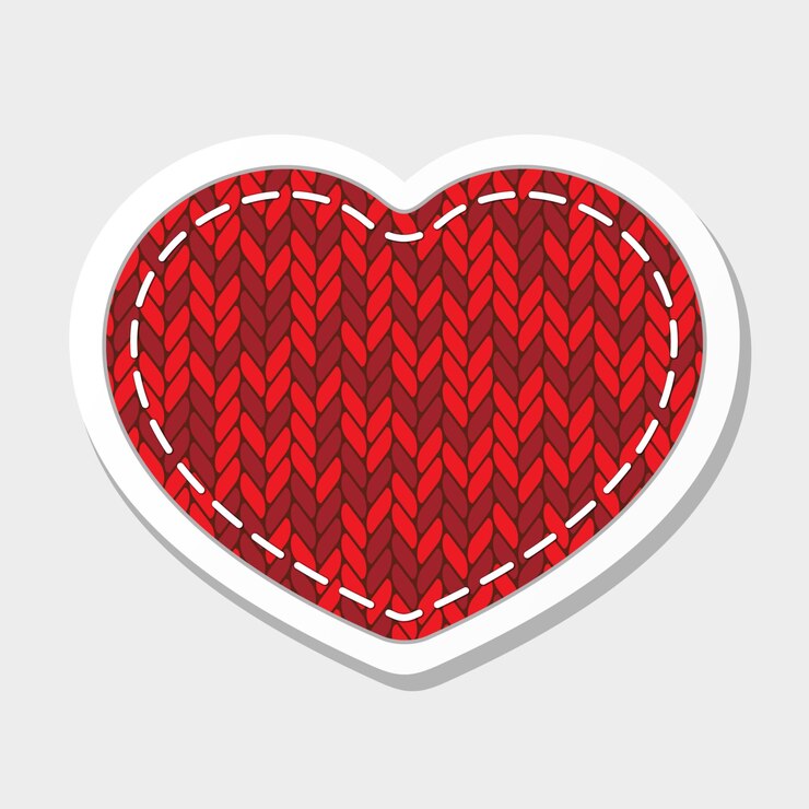 Vector pegatina de corazón vector de mosaico textil de punto rojo lo mejor para impresión web y el día de san valentín