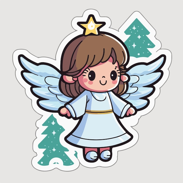 Pegatina de dibujos animados de ángel de navidad alas de navidad pegatinas de personaje de ángel vacaciones de año nuevo