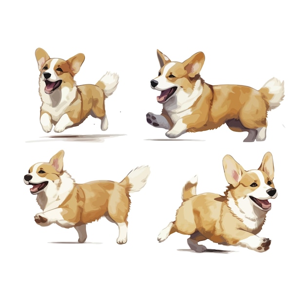 Pegatina de dibujos animados vectoriales de lindos cachorros