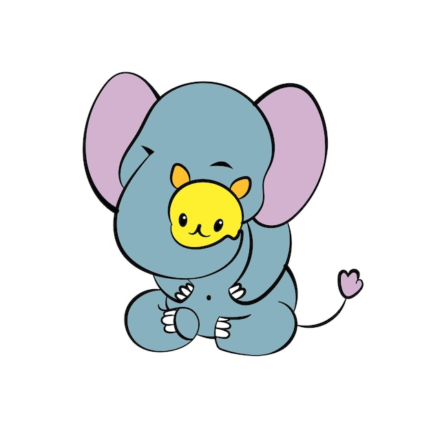 Pegatina de emoji de dibujos animados de estilo kawaii de elefant ...