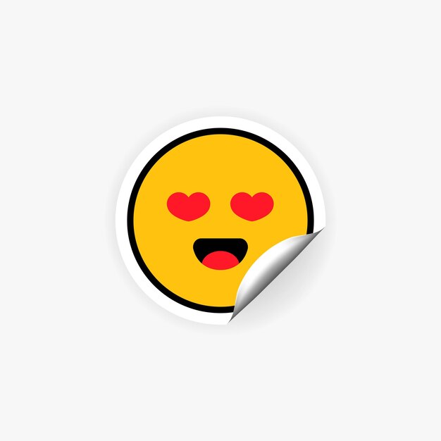 Vector pegatina emoji con ojos de corazón