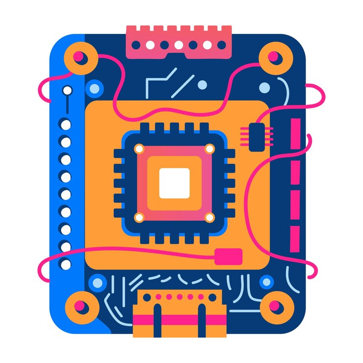 Vector una pegatina de estilo plano de una placa de circuitos de computadora