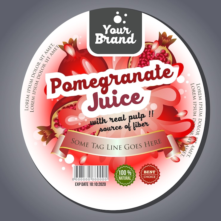 pegatina de etiqueta de jugo de granada