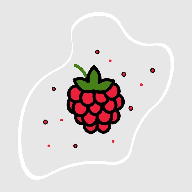 Pegatina de frambuesa Diseño de ilustración vectorial pegatina aislada Pegatina para merchandising
